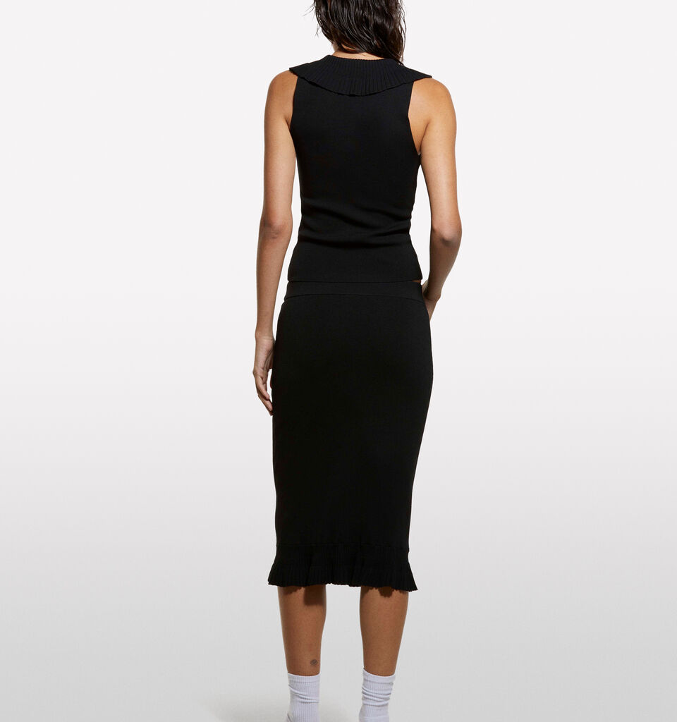 Black knit skirt with rouches - women's midi skirts - Black | Sisley image number 2